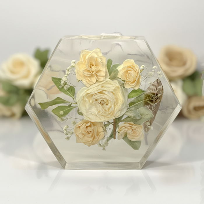 Flowers4everMN Hexagon Resin Keepsake Flowers4everMN Hexagon Resin Keepsake